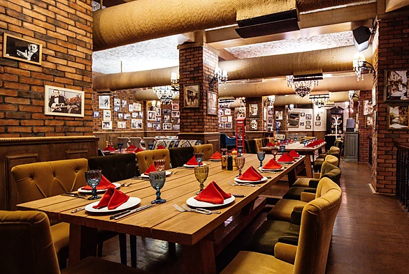 Warm dining room at Rangoli Kitchen + Bar
